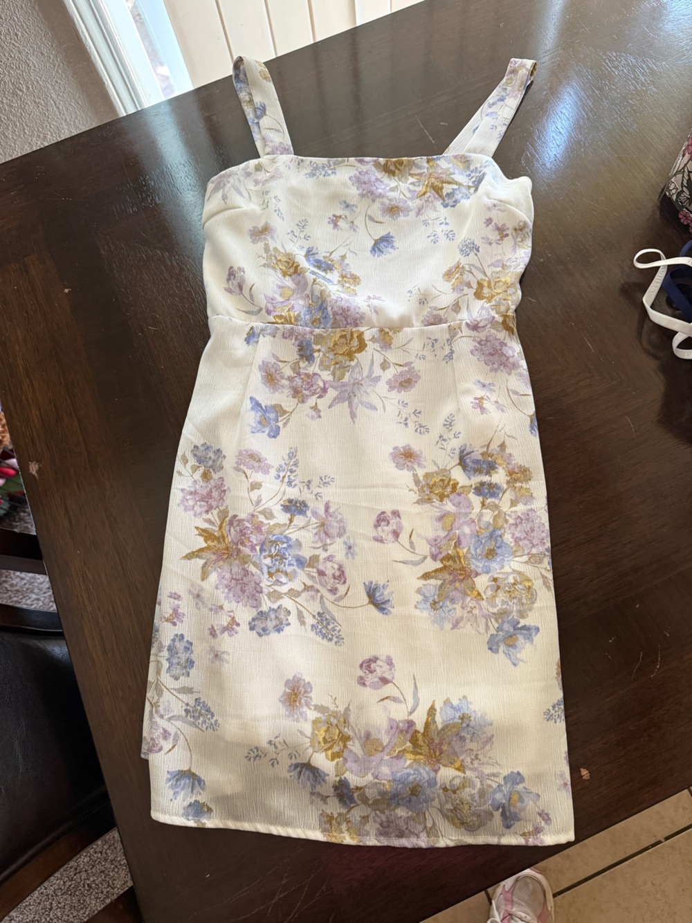 Sadie & Sage White Floral Sundress with Lavender and Gold Accents